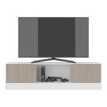 Mesa para TV Hopeland, Blanco Duqueza y Roble Natural, con capacidad para tv 75"