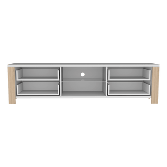 Mesa Para Tv Málaga, Blanco y Beige,  Para Televisor de 50 Pulgadas