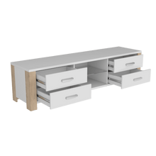 Mesa Para Tv Málaga, Blanco y Beige,  Para Televisor de 50 Pulgadas