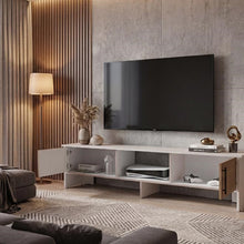 Mesa para TV Dago, Capri/Blanco y Fresno Europeo, para Televisor de hasta 65 Pulgadas