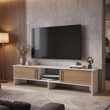 Mesa para TV Dago, Capri/Blanco y Fresno Europeo, para Televisor de hasta 65 Pulgadas