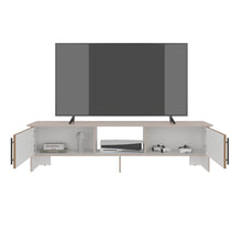 Mesa para TV Dago, Capri/Blanco y Fresno Europeo, para Televisor de hasta 65 Pulgadas
