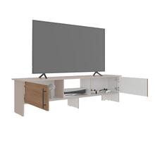 Mesa para TV Dago, Capri/Blanco y Fresno Europeo, para Televisor de hasta 65 Pulgadas