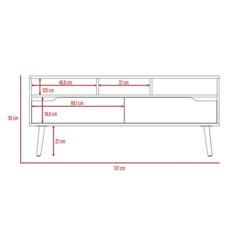 Mesa Para Tv Raichel, Café Claro y Blanco, Para Televisor de 60 Pulgadas