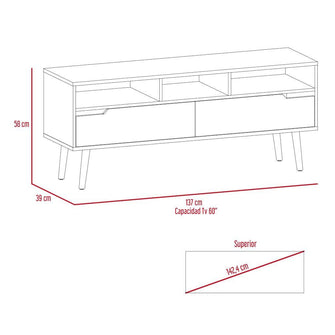 Mesa Para Tv Raichel, Café Claro y Blanco, Para Televisor de 60 Pulgadas