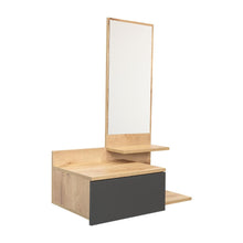 Mesa Flotante Recibidor Viena, Café Claro y Plata Oscuro, con un Cajón