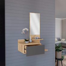 Mesa Flotante Recibidor Viena, Café Claro y Plata Oscuro, con un Cajón