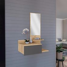 Mesa Flotante Recibidor Viena, Café Claro y Plata Oscuro, con un Cajón