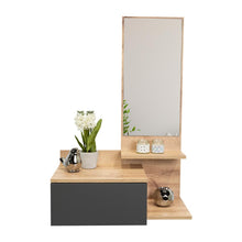 Mesa Flotante Recibidor Viena, Café Claro y Plata Oscuro, con un Cajón