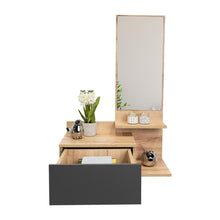Mesa Flotante Recibidor Viena, Café Claro y Plata Oscuro, con un Cajón