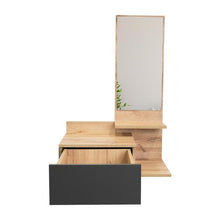 Mesa Flotante Recibidor Viena, Café Claro y Plata Oscuro, con un Cajón