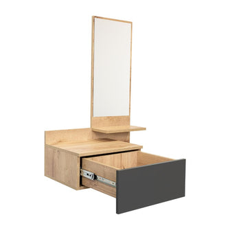 Mesa Flotante Recibidor Viena, Café Claro y Plata Oscuro, con un Cajón