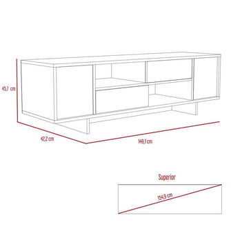 Mesa Para Tv Valcy, Café Claro y Cemento, con Dos Cajones y  Dos Puertas