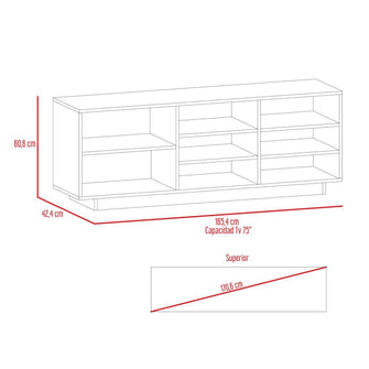 Mesa Para Tv Kira, Café Claro y Cemento, con Espacio Para Televisor de Hasta 75 Pulgadas