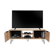 Mesa para Tv Ali, Café Claro y Wengue, 65 Pulgadas 1 Entrepaño y 2 Puertas