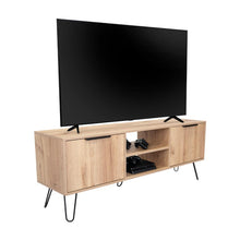 Mesa para Tv Ali, Café Claro y Wengue, 65 Pulgadas 1 Entrepaño y 2 Puertas