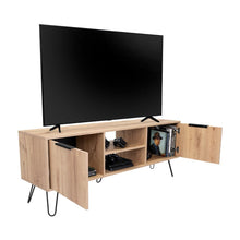 Mesa para Tv Ali, Café Claro y Wengue, 65 Pulgadas 1 Entrepaño y 2 Puertas
