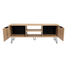 Mesa para TV Ali, Café Claro y Wengue, con Espacio para Televisor de 65 Pulgadas