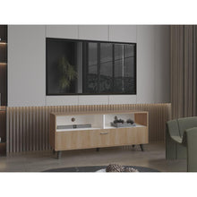 Mesa Para Tv Patrick, Fresno Europeo y Blanco Duqueza, Para Televisor Hasta 60 Pulgadas