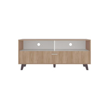 Mesa Para Tv Patrick, Fresno Europeo y Blanco Duqueza, Para Televisor Hasta 60 Pulgadas