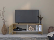 Mesa Para Tv Navi, Fresno Europeo y Blanco Duqueza, Para Televisor Hasta 55 Pulgadas Con Puerta