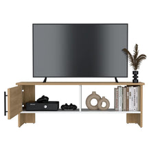 Mesa Para Tv Navi, Fresno Europeo y Blanco Duqueza, Para Televisor Hasta 55 Pulgadas Con Puerta