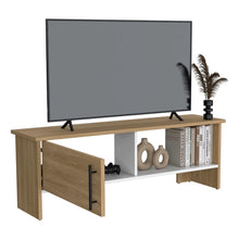 Mesa Para Tv Navi, Fresno Europeo y Blanco Duqueza, Para Televisor Hasta 55 Pulgadas Con Puerta