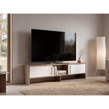 Mesa Para Tv Dago, Kronos Fresno y Kronos Blanco, Para Televisor de Hasta 65 Pulgadas con dos puertas ZF