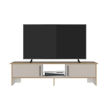 Mesa Para Tv Dago, Fresno Europeo y Blanco, Para Televisor de Hasta 65 Pulgadas con dos puertas