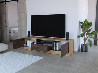 Mesa para TV Niles, Fresno Europeo y Nogal Europeo, para televisor máximo 75"