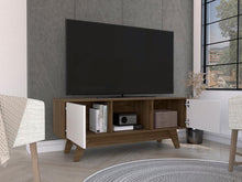 Mesa para Tv Rizzo, Castaño y Blanco Duqueza, con Espacio Para Televisor 55"