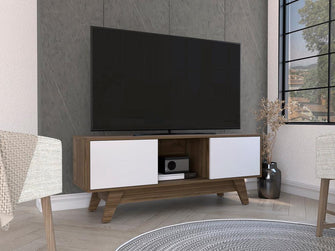 Mesa para Tv Rizzo, Castaño y Blanco Duqueza, con Espacio Para Televisor 55"