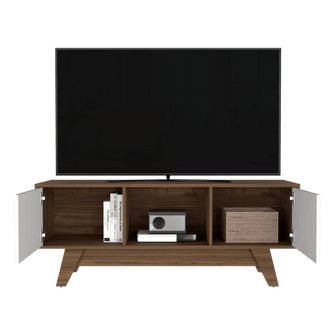 Mesa para Tv Rizzo, Castaño y Blanco Duqueza, con Espacio Para Televisor 55"