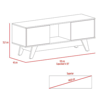 Mesa para Tv Rizzo, Castaño y Blanco Duqueza, con Espacio Para Televisor 55"