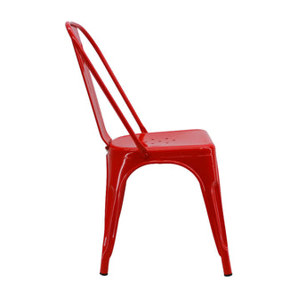 Kit por 4 Silla Tolix Metalica Para Comedor Restaurante - Roja
