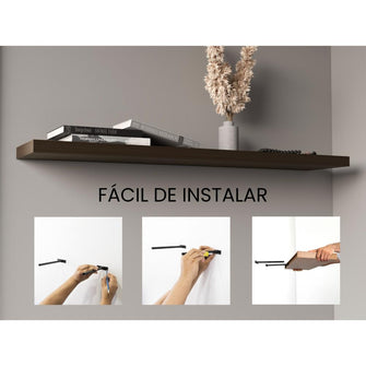 Repisa Flotante Shelf 120, Moreno, con espacio para colocar objetos decorativos