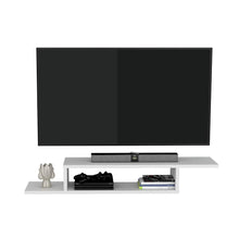 Mesa Para Tv Flotante Dilix, Blanco Nevado, con superficie para objetos decorativos