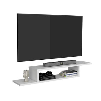 Mesa Para Tv Flotante Dilix, Blanco Nevado, con superficie para objetos decorativos