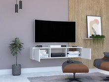 Mesa Para Tv Flotante Gleid, Blanco Duqueza, con Dos Puertas Abatibles