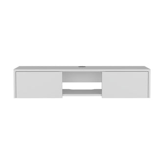 Mesa Para Tv Flotante Gleid, Blanco Duqueza, con Dos Puertas Abatibles