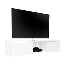 Mesa Para Tv Flotante Gleid, Blanco Duqueza, con Dos Puertas Abatibles