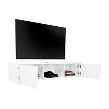 Mesa Para Tv Flotante Gleid, Blanco Duqueza, con Dos Puertas Abatibles
