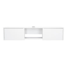 Mesa Para Tv Flotante Gleid, Blanco Duqueza, con Dos Puertas Abatibles
