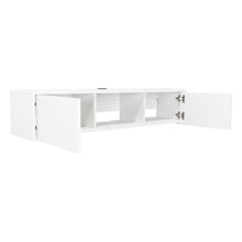 Mesa Para Tv Flotante Gleid, Blanco Duqueza, con Dos Puertas Abatibles