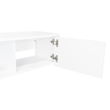 Mesa Para Tv Flotante Gleid, Blanco Duqueza, con Dos Puertas Abatibles