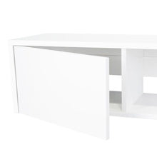 Mesa Para Tv Flotante Gleid, Blanco Duqueza, con Dos Puertas Abatibles