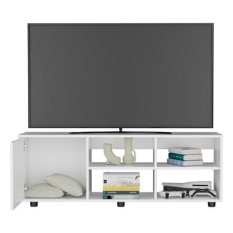 Mesa para TV Adelen, Blanco Duqueza, con superficie para equipos de audio y video 55" ZF