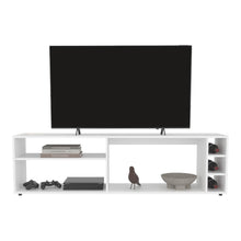 Mesa para TV Sunta, Blanco, con amplios espacios para ubicar dispositivos de entretenimiento 70" ZF