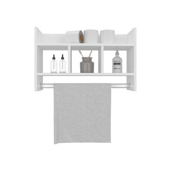 Gabinete de Baño Beki, Kronos Blanco, con espacio para ubicar objetos y un tubo para colgar toallas ZF