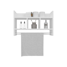 Gabinete de Baño Beki, Kronos Blanco, con espacio para ubicar objetos y un tubo para colgar toallas ZF